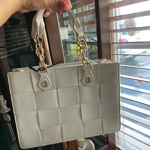 White pleather purse